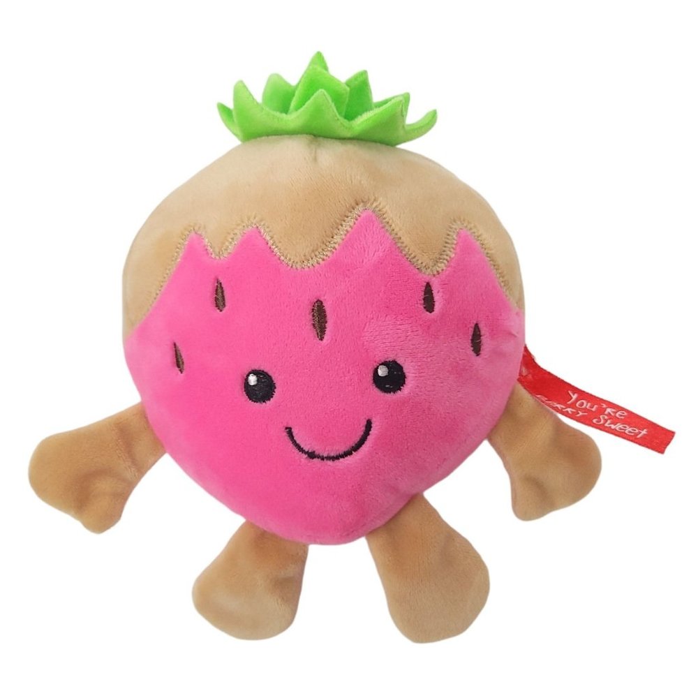Dan Dee Strawberry Plush 7" Stuffed Toy You're Berry Sweet Pink Tan